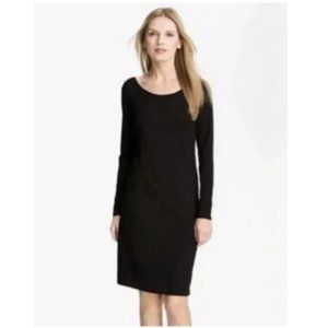 Eileen Fisher Cut Out V-Back Ballet Neck Jersey Dress Women’s Size Small Black